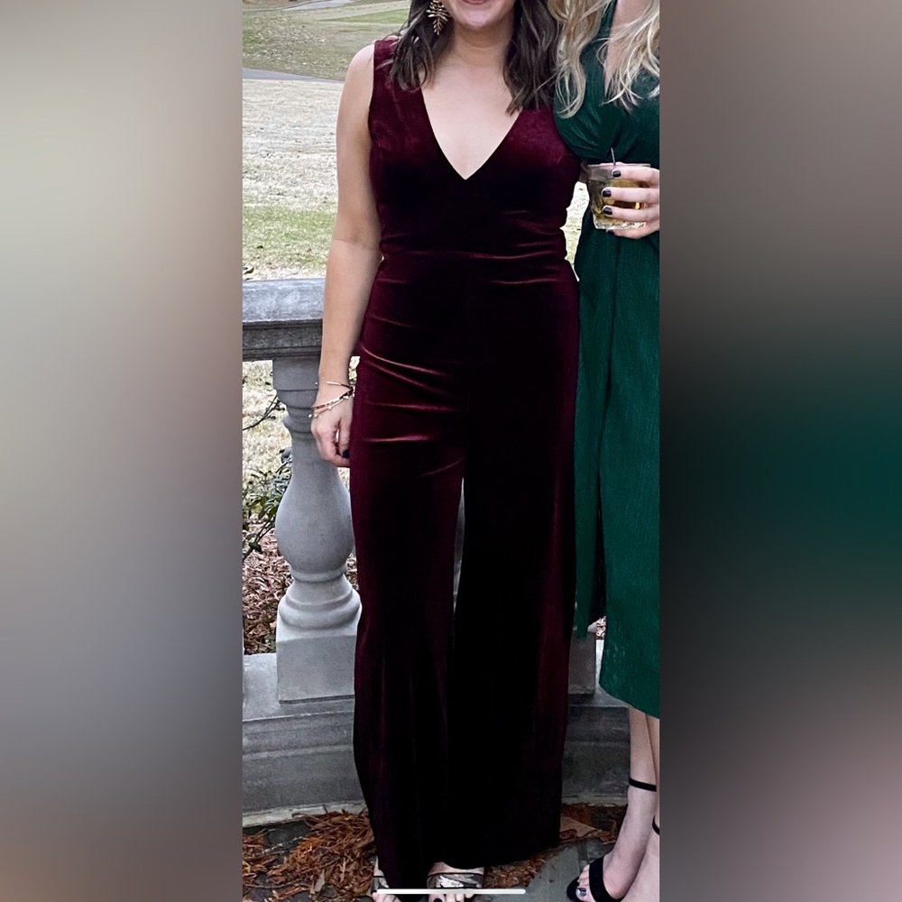 Burgundy Velvet Jumpsuit